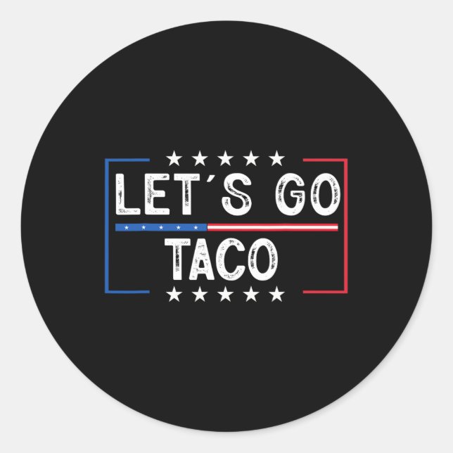 Sticker Rond Funny Retro Allons-y Taco (Devant)