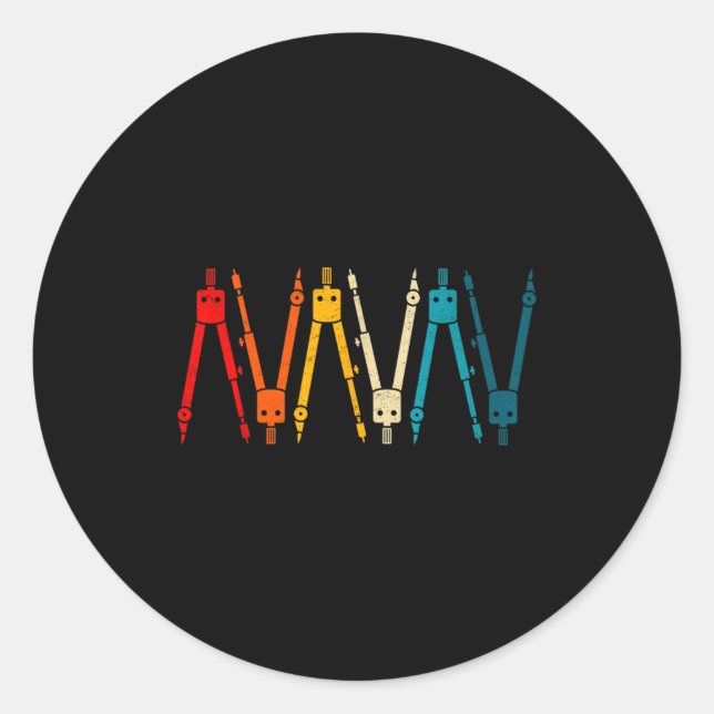 Sticker Rond Funny Retro Architect Comp Rainbow Design  (Devant)