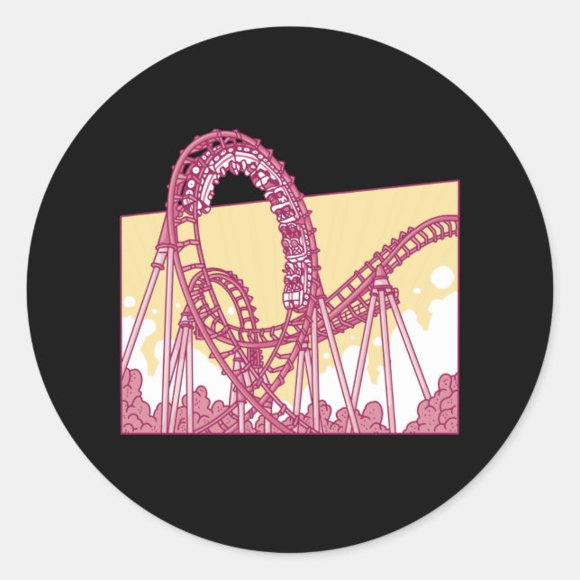 Sticker Rond Funny Rollercoaster Amusement Park Gift (Devant)