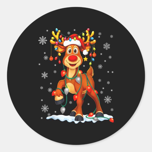 Sticker Rond Funny Rudolph Reindeer Pjs Pajamas Christmas Men W (Devant)