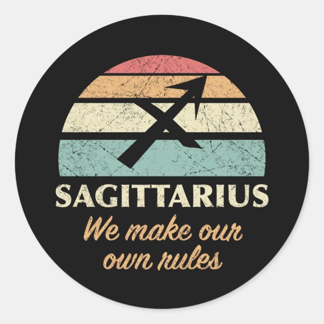 Sticker Rond Funny Sagittarius Règles Zodiac (Devant)