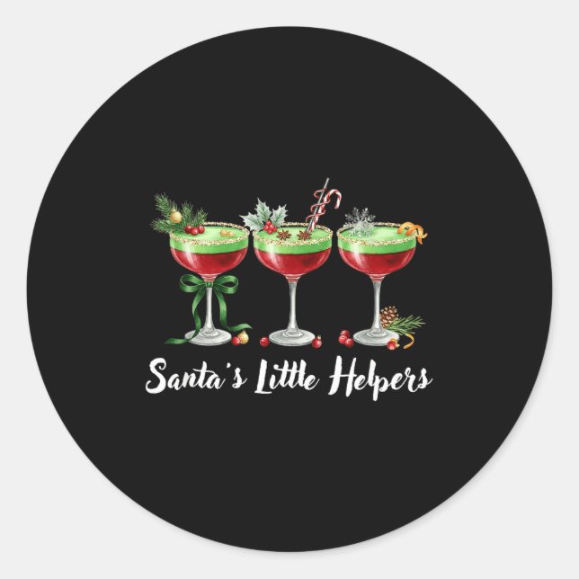 Sticker Rond Funny Santa's Little Helpers Tail Humor Holiday Xm (Devant)