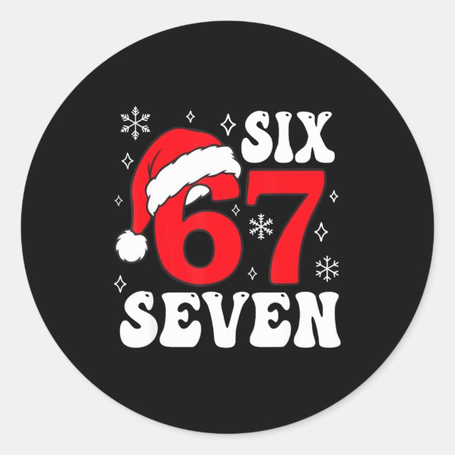 Sticker Rond Funny Saying Six Seven Christmas 67 Meme Xmas Boys (Devant)