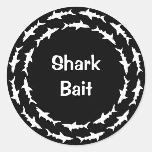 Sticker Rond Funny Shark Bait Circling School of Sharks