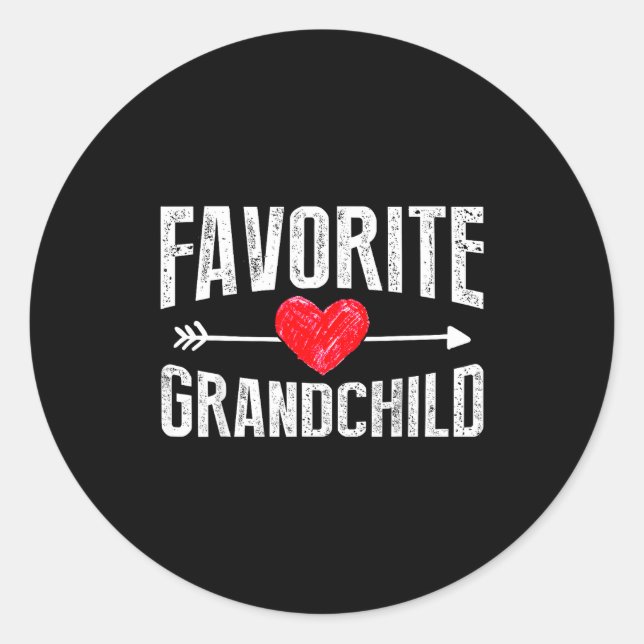 Sticker Rond Funny Siled Granhildren Favorite Granhild  (Devant)