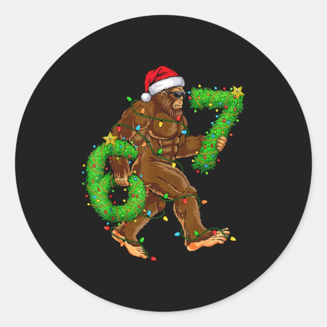 Sticker Rond Funny Six Seven 6 7 Meme Bigfoot Christmas Shirts  (Devant)