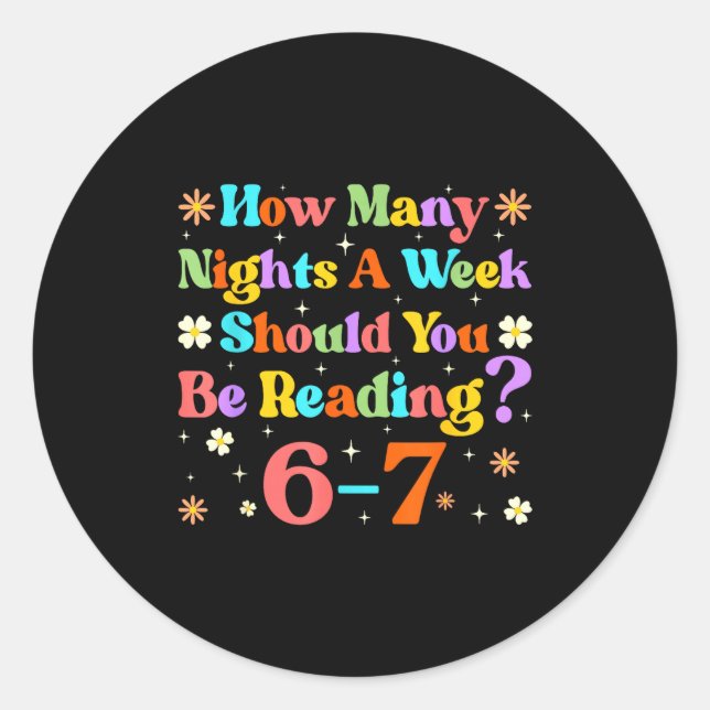Sticker Rond Funny Six Seven 6 7 Meme Teacher Design Reading 6- (Devant)