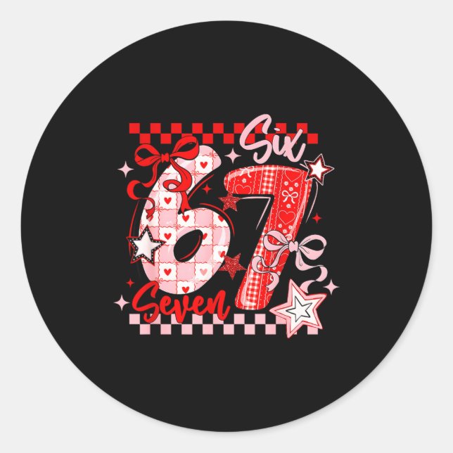 Sticker Rond Funny Six Seven 6 7 Meme Valentine Girl  (Devant)