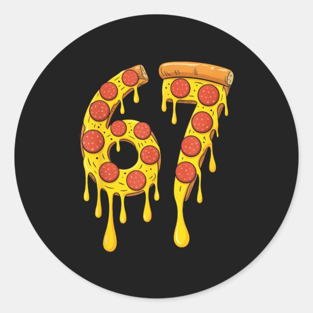 Sticker Rond Funny Six Seven Zza 67 Number  (Devant)