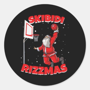 Sticker Rond Funny Skibidi Rizzmas Noël Rizz Père Noël B