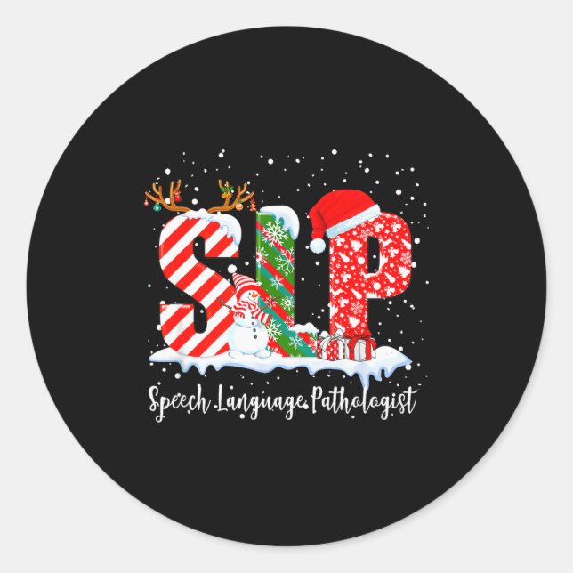 Sticker Rond Funny Slp Speech Language Pathologist Santa Christ (Devant)