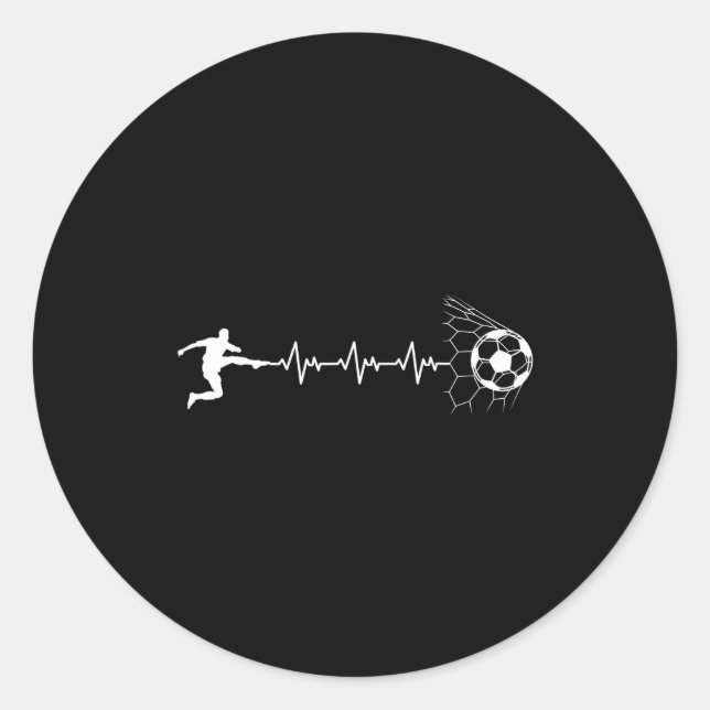 Sticker Rond Funny Soccer Player Heart Pulse Graphic Srt Footba (Devant)