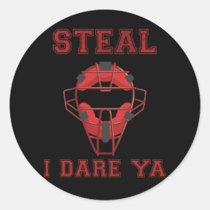 Sticker Rond Funny Softball Catcher Voler Humour Baseball