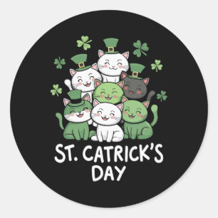Sticker Rond Funny St patrick Catricks Day Chats St patrick Da