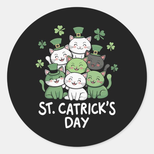 Sticker Rond Funny St patrick Catricks Day Chats St patrick Da (Devant)