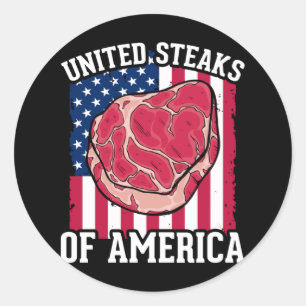 Sticker Rond Funny Steaks Lover American Meat Humour boucher