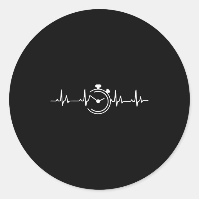 Sticker Rond Funny Stopwatch Coach Heartbeat Pulse  (Devant)