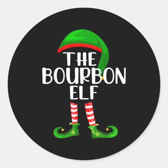 Sticker Rond Funny The Bourbon Elf Matching Family Christmas  (Devant)