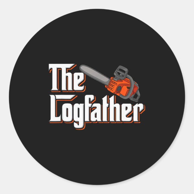 Sticker Rond Funny Tree Care I Arborist Forest Chainsaw  (Devant)