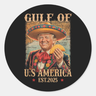 Sticker Rond Funny Trump Chemise Amériques Golfe Est 2025 Trump