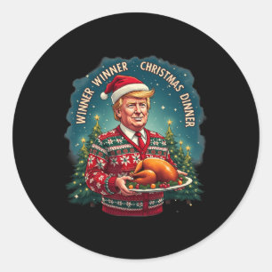 Sticker Rond Funny Trump Gagnant de l'Humour de Noël Christma
