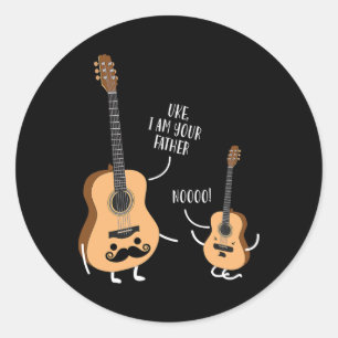 Sticker Rond Funny Uke Je Suis Ton Père T Shirt Ukulele Guitare