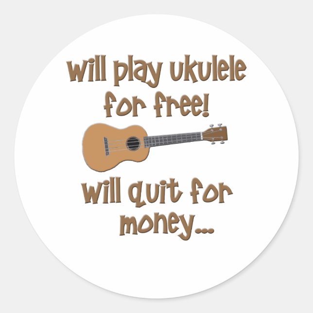 Sticker Rond Funny Ukulele (Devant)