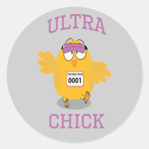 Sticker Rond Funny Ultra Chick Runner