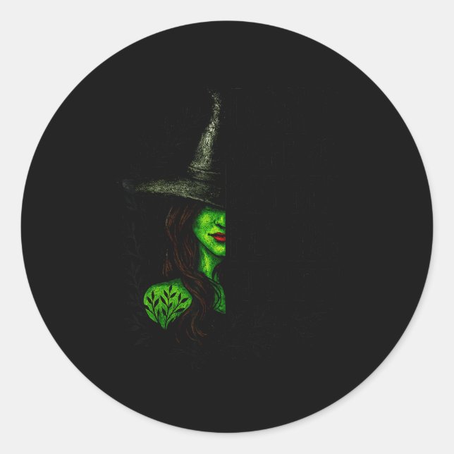 Sticker Rond Funny Witch Halloween Don't Make Me Get My Flying  (Devant)