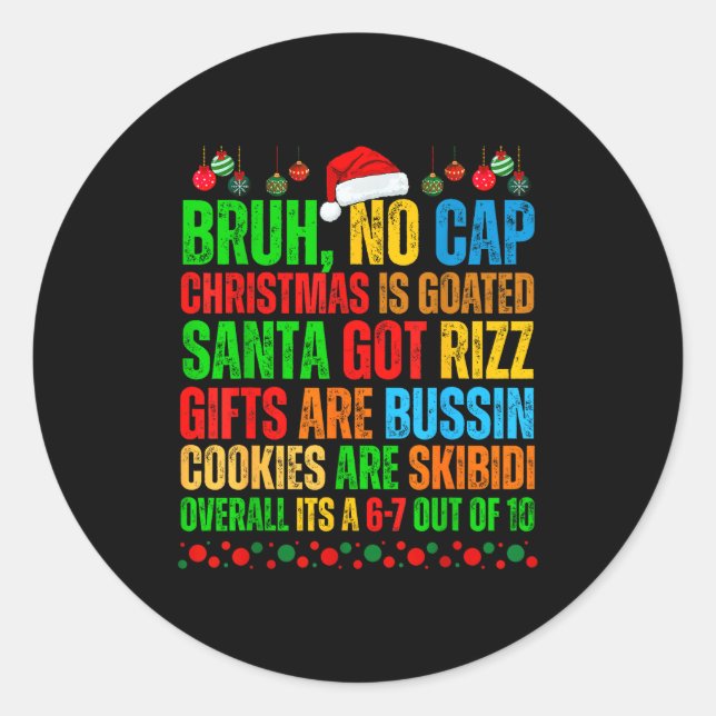 Sticker Rond Funny Xmas School Generation Alpha Gen A Slang Chr (Devant)