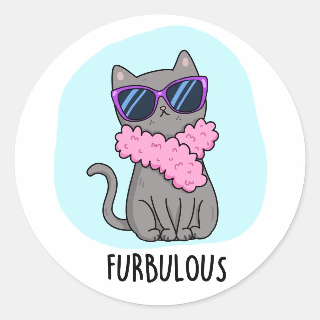 Sticker Rond Furbulant Funny Élégant jeu de chat (Devant)