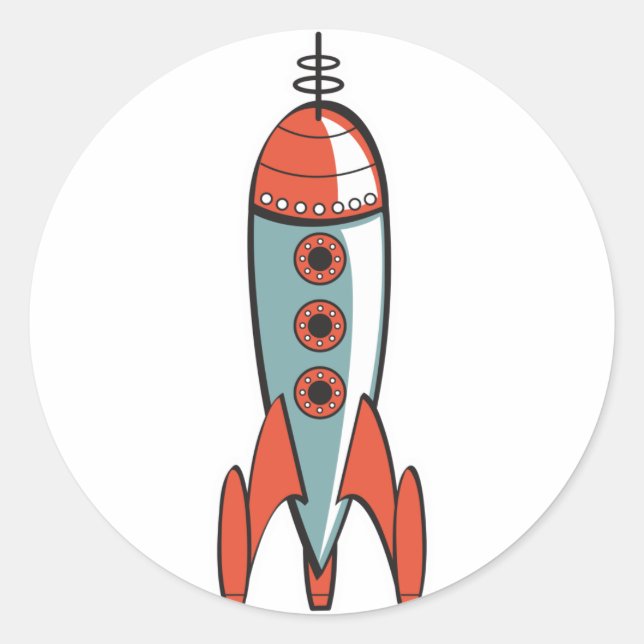 Sticker Rond fusée spatiale rétro (Devant)