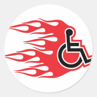 Sticker Rond Fusées en fauteuil roulant