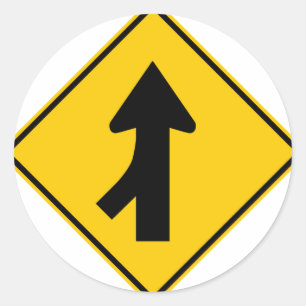 Sticker Rond Fusionnant le signe de route du trafic (gauche)
