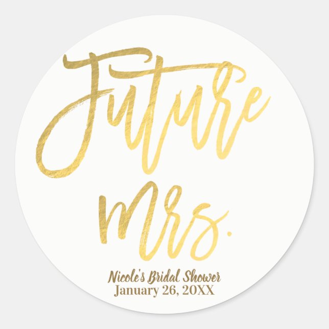 Sticker Rond Futur cadeau d'écriture moderne avec feuille dorée (Devant)