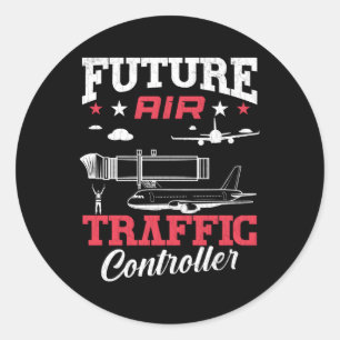 Sticker Rond Futur contrôleur de la circulation aérienne Avion