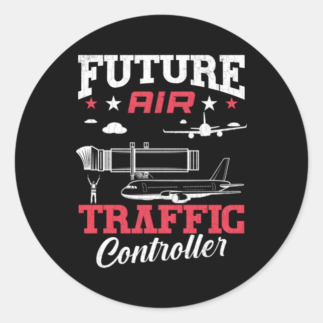 Sticker Rond Futur contrôleur de la circulation aérienne Avion (Devant)