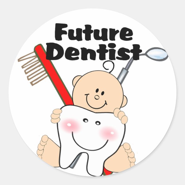 Sticker Rond Futur dentiste (Devant)
