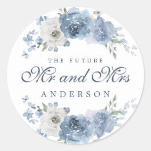 Sticker Rond Futur M. Mme Dark Blue Ivory Floral Winter