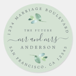 Sticker Rond Futur M. Mme Foliage Mariage Adresse de retour
