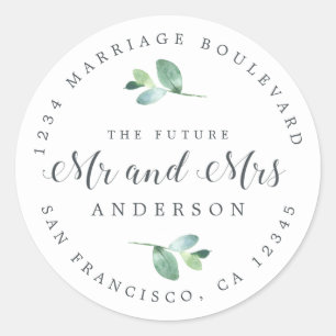 Sticker Rond Futur M. Mme Foliage Mariage Adresse de retour