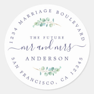 Sticker Rond Futur M. Mme Foliage Mariage Adresse de retour