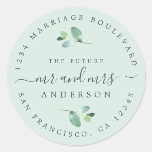 Sticker Rond Futur M. Mme Foliage Mariage Adresse de retour