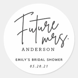 Sticker Rond Futur mariage de Mme en écriture manuscrite modern