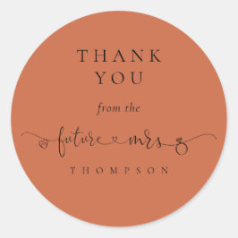 Sticker Rond Futur Mme Fête des mariées Terracotta Merci