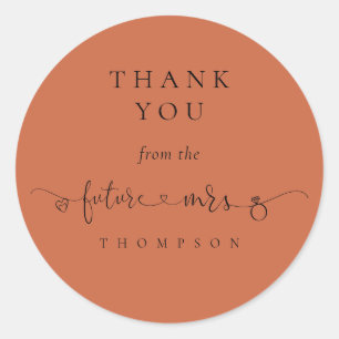 Sticker Rond Futur Mme Fête des mariées Terracotta Merci