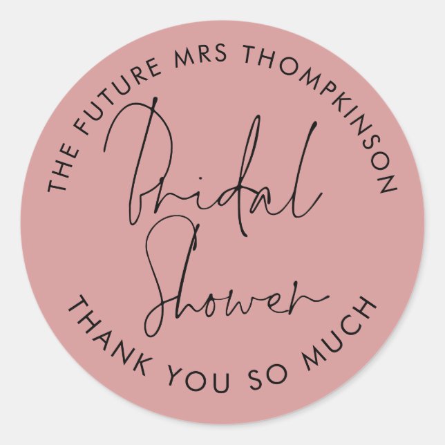 Sticker Rond Futur Mme Nom Dusty Rose Fête des mariées (Devant)