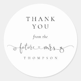 Sticker Rond Futur Mme Ring Fête des mariées cardiaque Merci