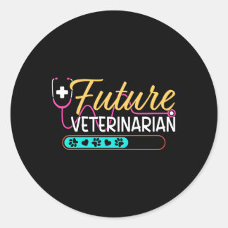 Sticker Rond Futur vétérinaire Stethoscope Vet futur
