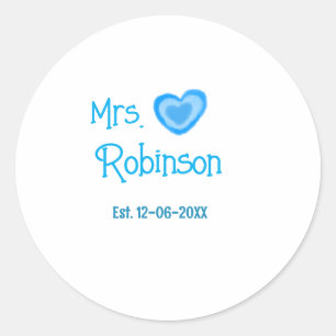 Sticker Rond Future mariée Mme ajouter nom date aquarelle cœur 